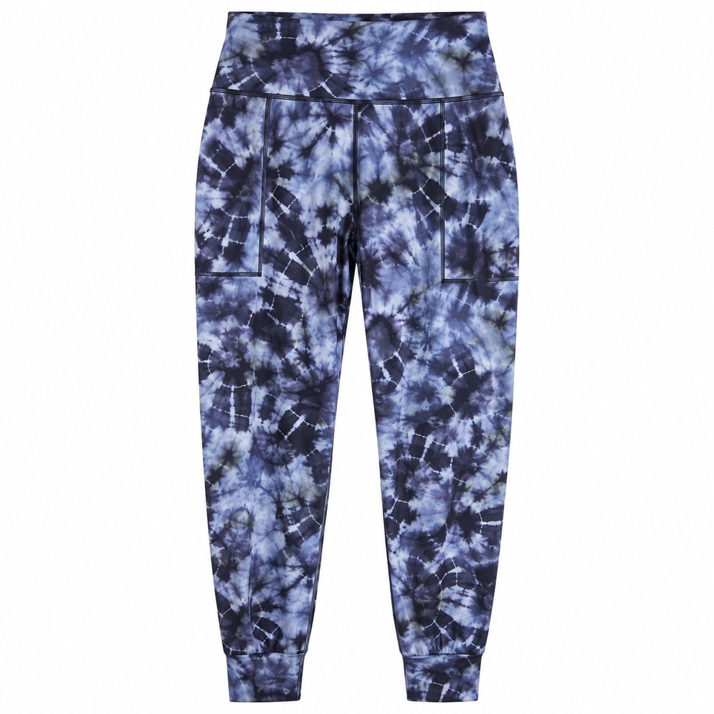 Athleta Salutation Printed Jogger Blue Black Tie Dye High Rise Pockets Size M